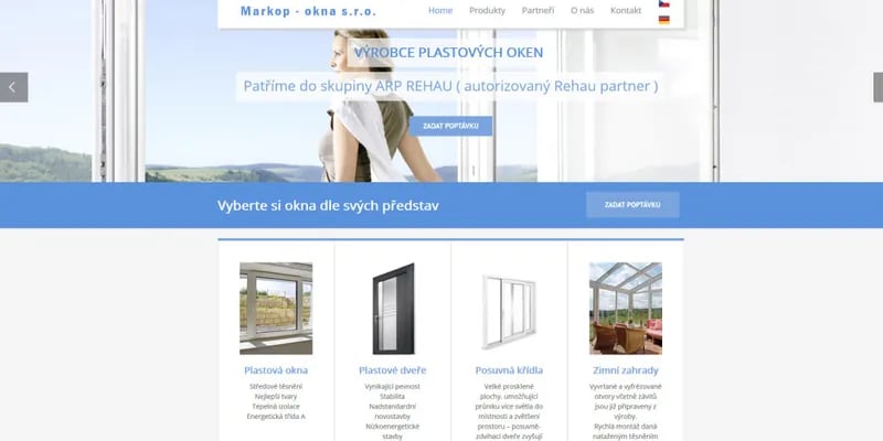 Markop Okna - Webové stránky pro výrobu a montáž oken pro vujo.cz